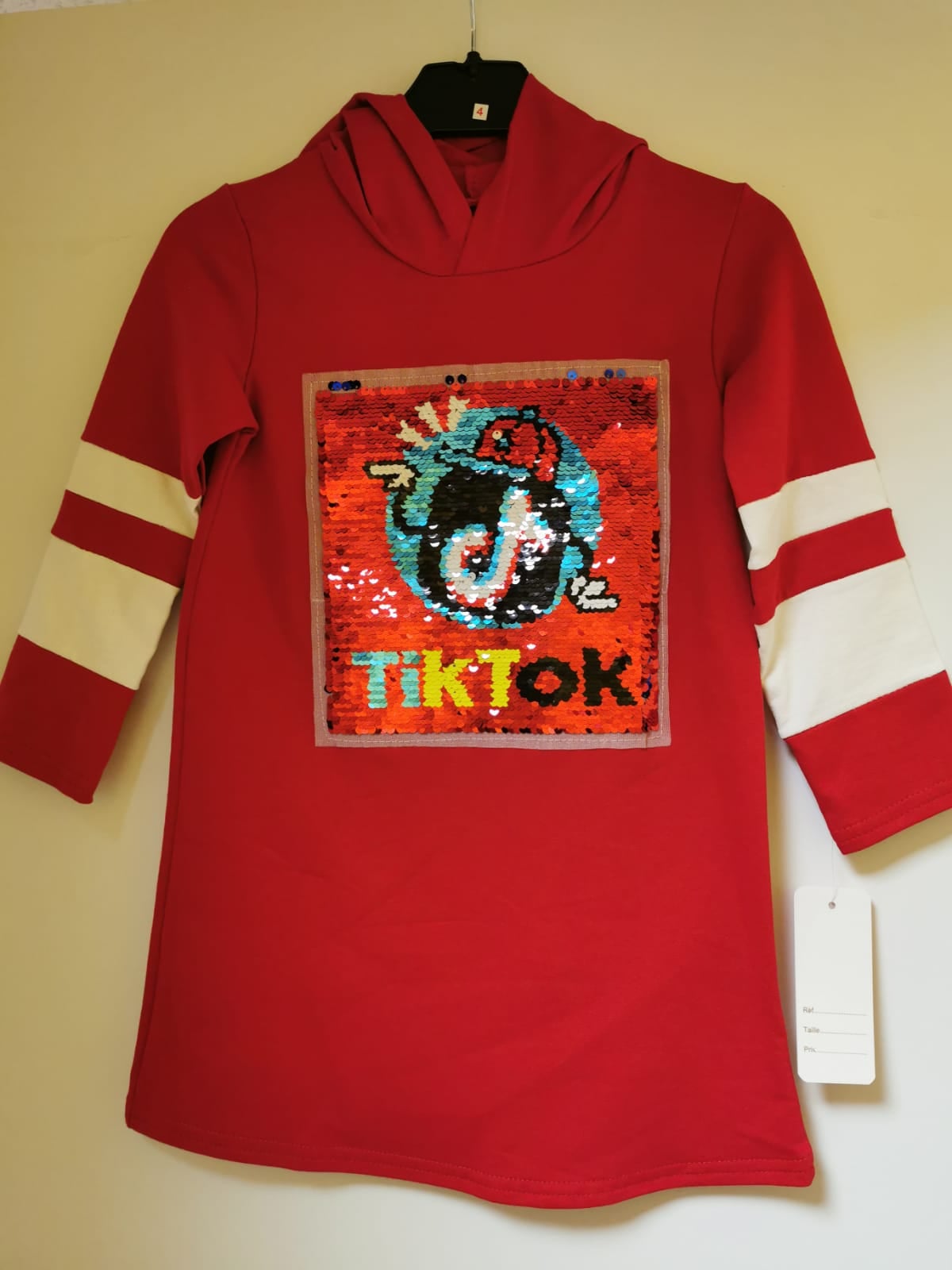 Tik Tok Long Pullover Rot auch als Kleid tragbar