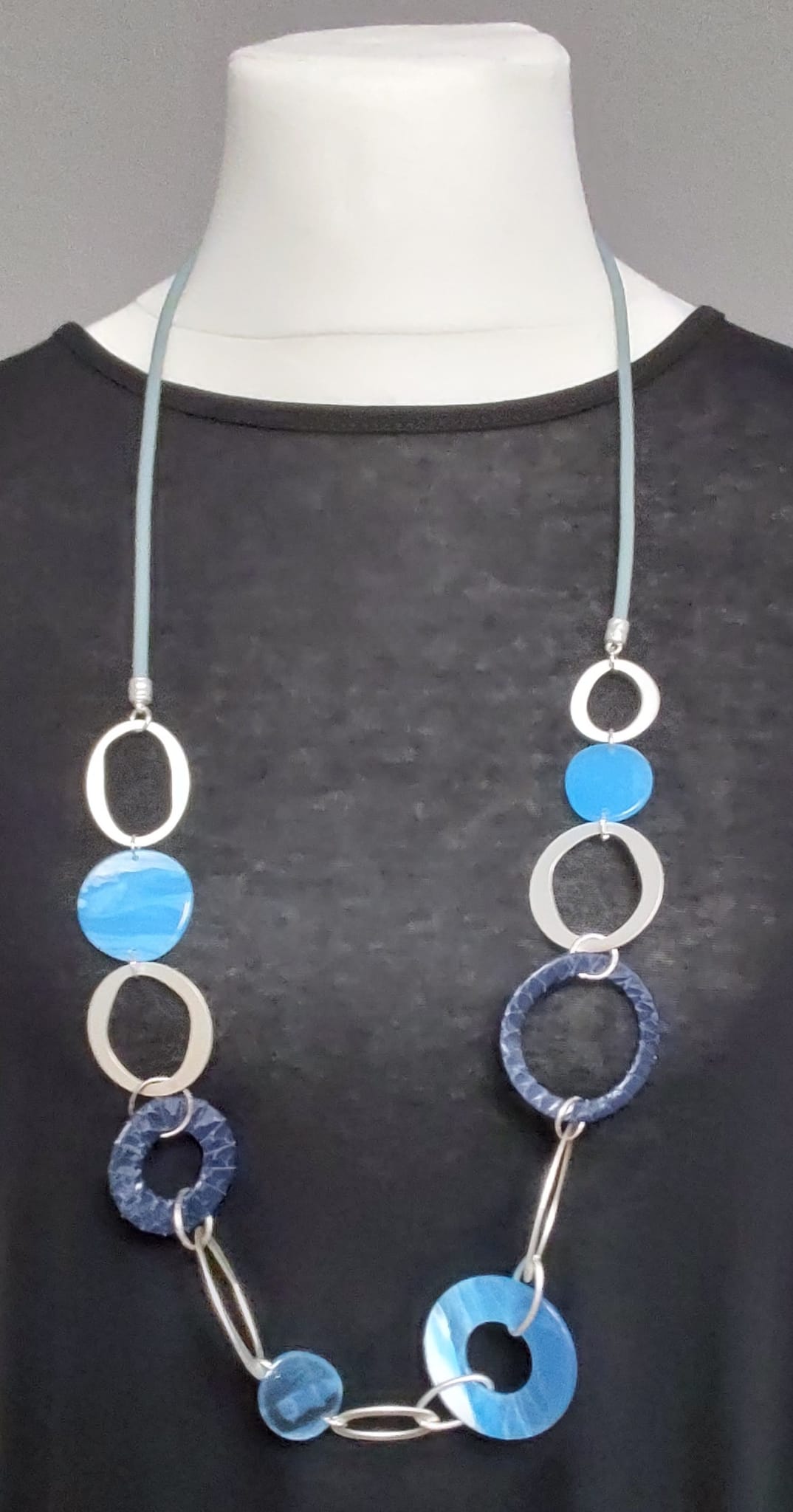 Halskette Kreise Türkis-Blau