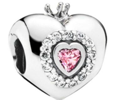 Sterling Silber 925 Charms Anhänger Herz Rosa