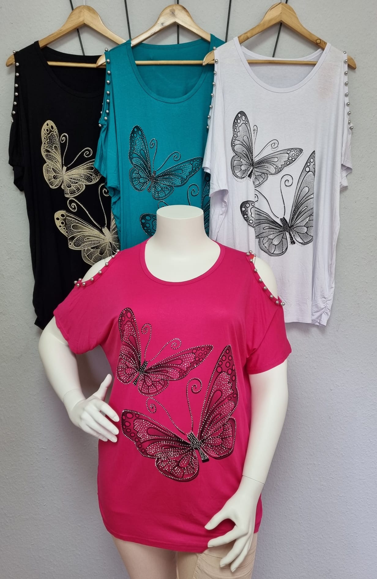 Gr. 46 - 50 Cut Out Shirt 2 Schmetterlinge