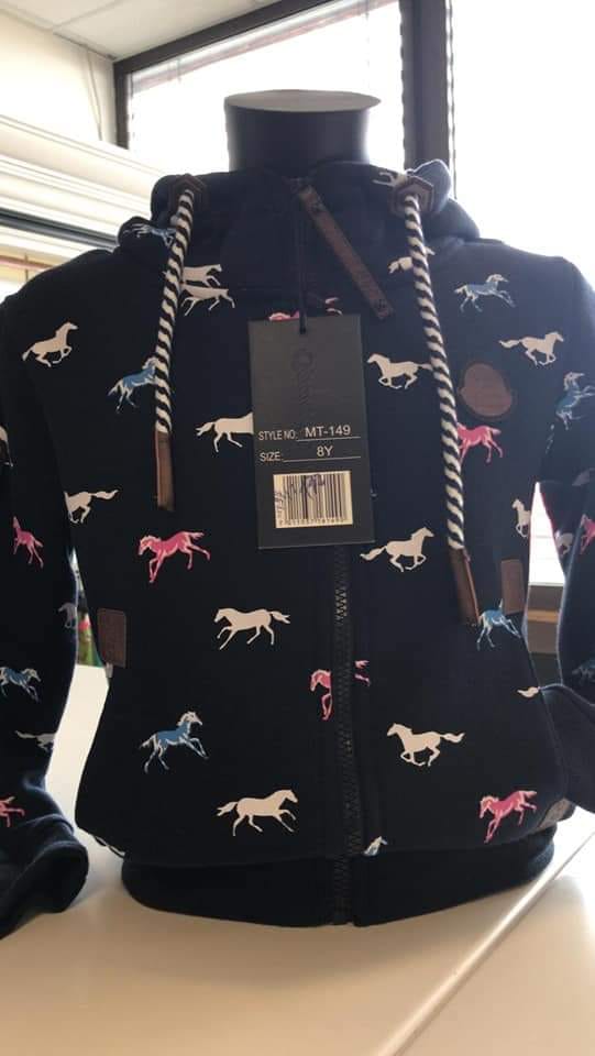 Sweatshirt Jacke mit Kapuze Pferde Dunkelblau