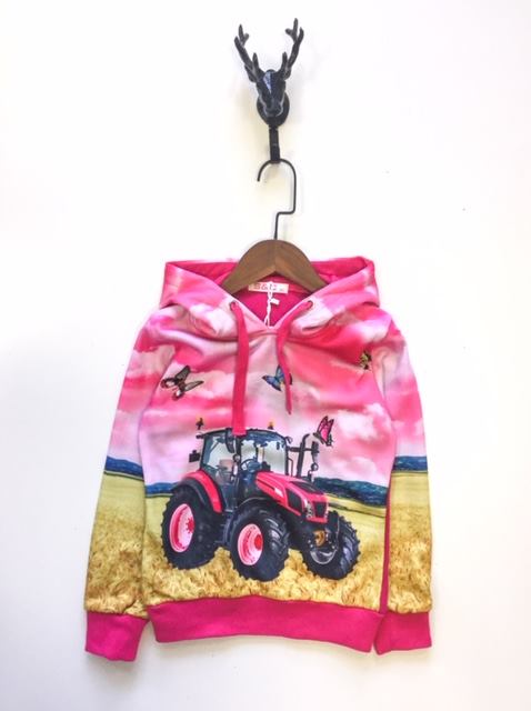 Traktor Sweatshirt Pink mit Kapuze