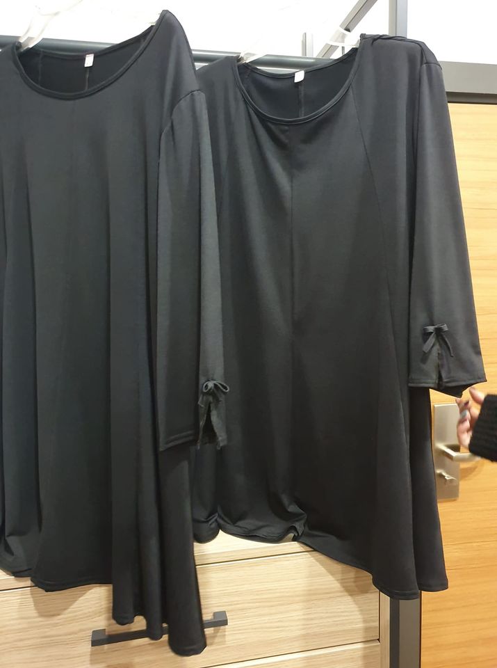 Shirt Schwarz mit Schleife Oversize tragbar ab 44 bis Größe 48